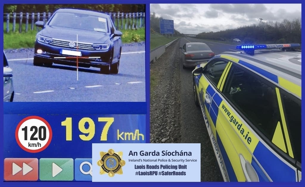 Laois Policing Unit caught a car travelling at 197km/hr