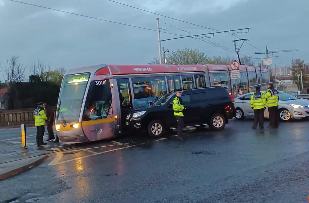 Car collides the Luas on Suir Road, Dublin