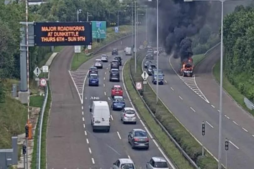 Car on the N40 bursts into flames near the Jack Lynch Tunnel